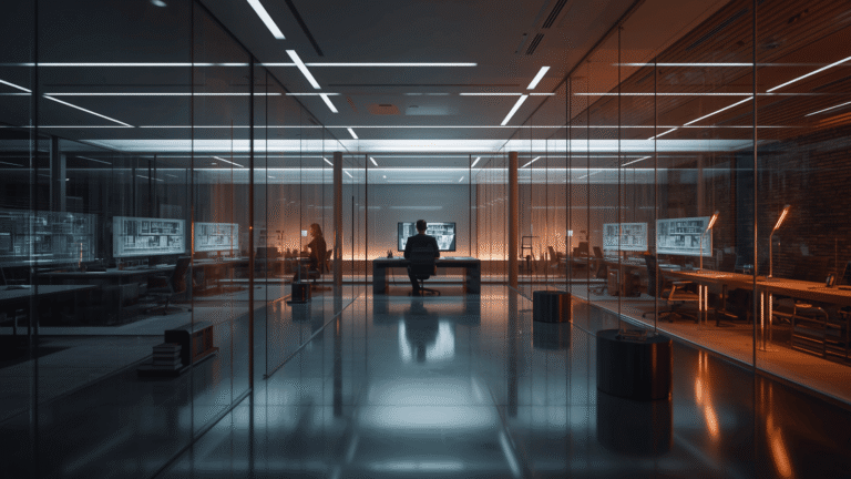 A busy human software engineer sitting in front of monitors collaborating with teammates, highlighting the resilience of the jobs AI would replace first.